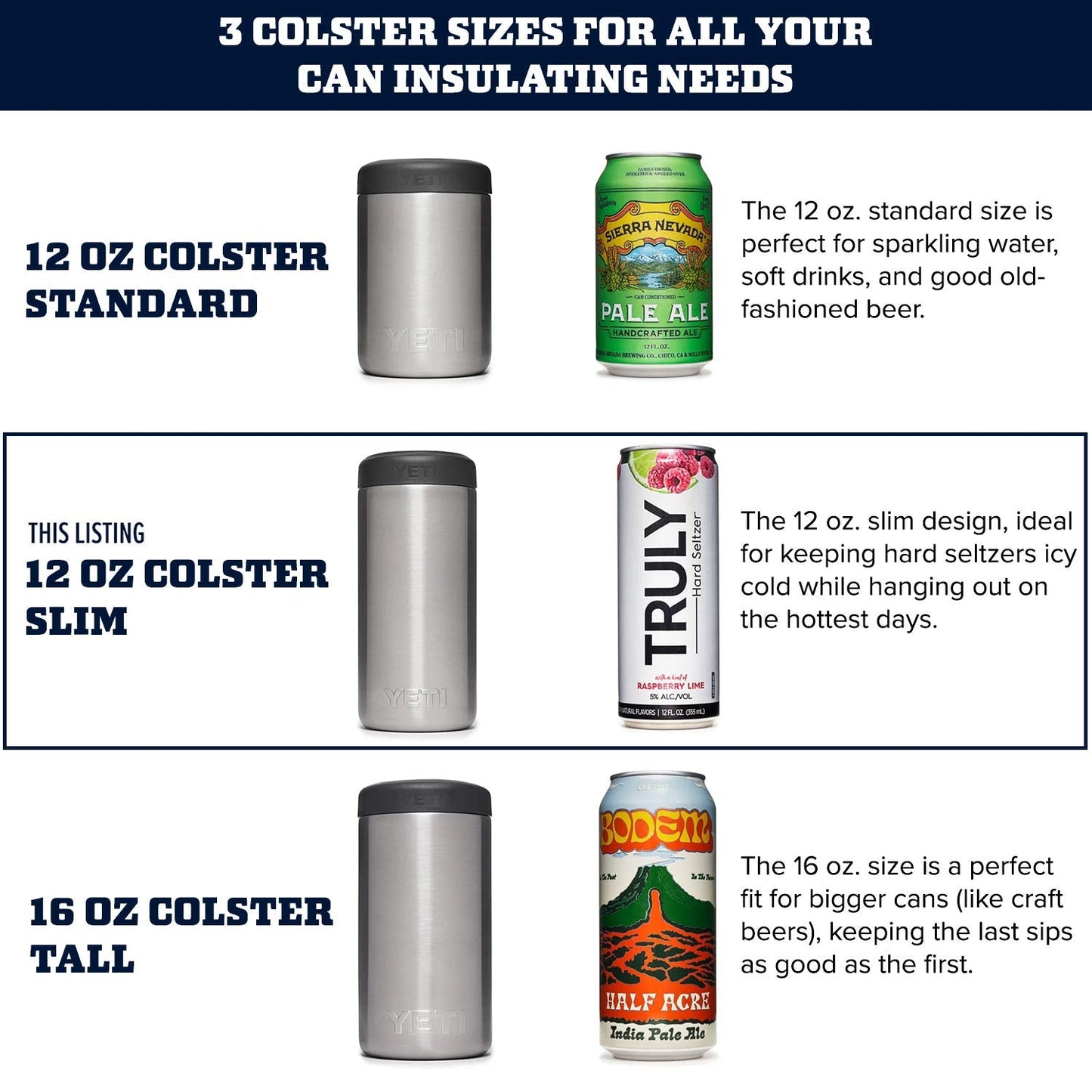 YETI Rambler 12 oz. Colster Slim Can Insulator for the Slim Hard Seltzer Cans, Black (NO CAN INSERT)