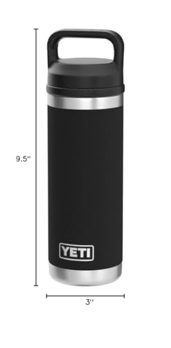 YETI Rambler 18 oz Bottle, Vacuum Insulated, Stainless Steel with Chug Cap, Black