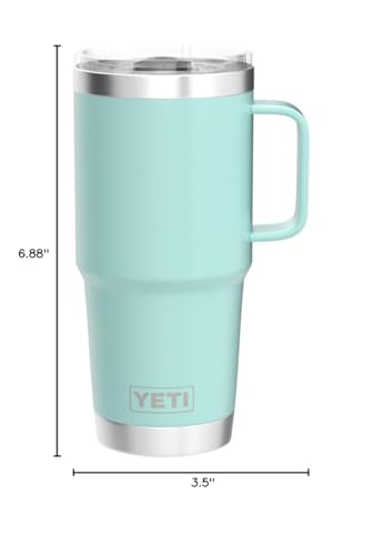 YETI Rambler 20 oz Travel Mug, Stainless Steel, Vacuum Insulated with Stronghold Lid, Seafoam