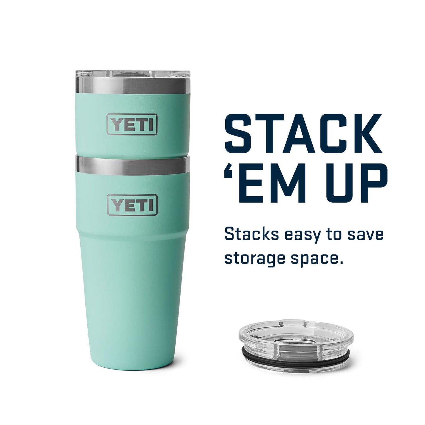 YETI Rambler 20 oz Stackable Tumbler, Stainless Steel, Vacuum Insulated with MagSlider Lid, Seafoam