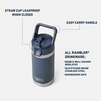 YETI Rambler Jr. 12 oz Kids Bottle, with Straw Cap, Navy