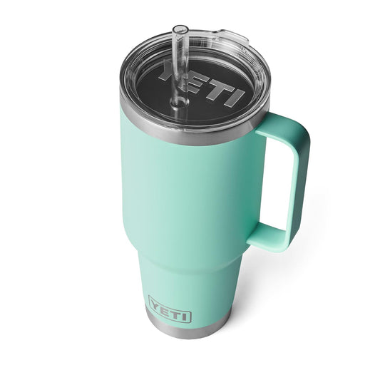 YETI Rambler 42 oz Tumbler with Handle and Straw Lid, Travel Mug Water Tumbler, Vacuum Insulated Cup with Handle, Stainless Steel, Seafoam