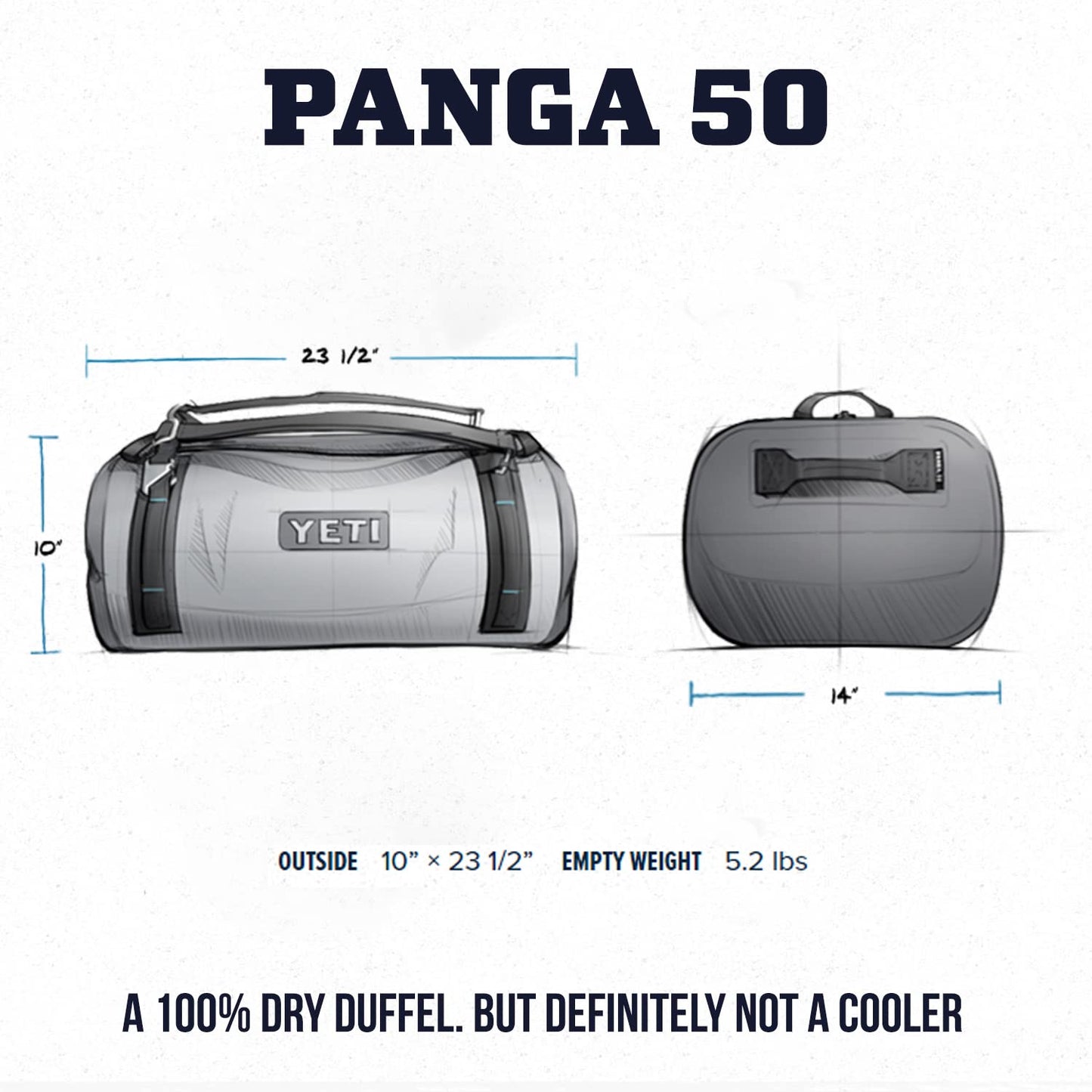 YETI Panga Series Airtight, Waterproof, Submersible Bags, Panga 50 Storm Gray, Modern