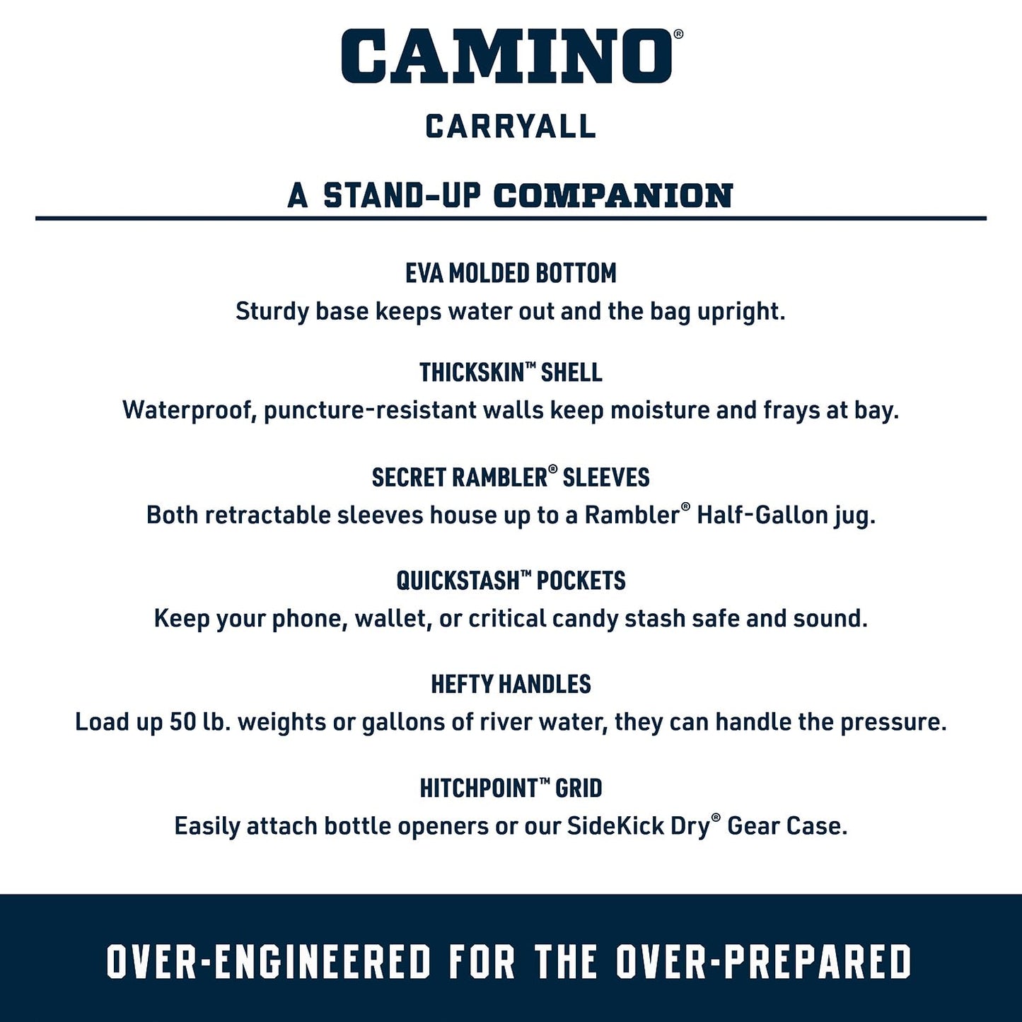 YETI Camino 50 Carryall with Internal Dividers, All-Purpose Utility, Boat and Beach Tote Bag, Durable, Waterproof, Navy