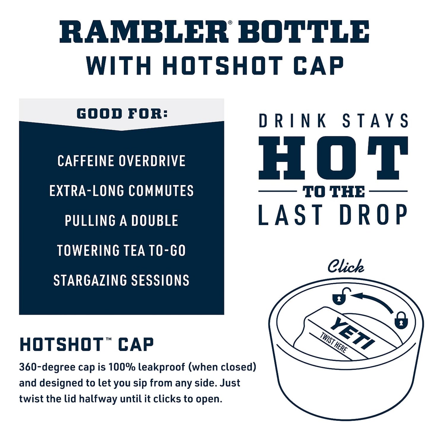 YETI Rambler 12 oz Bottle, Stainless Steel, Vacuum Insulated, with Hot Shot Cap, Rescue Red