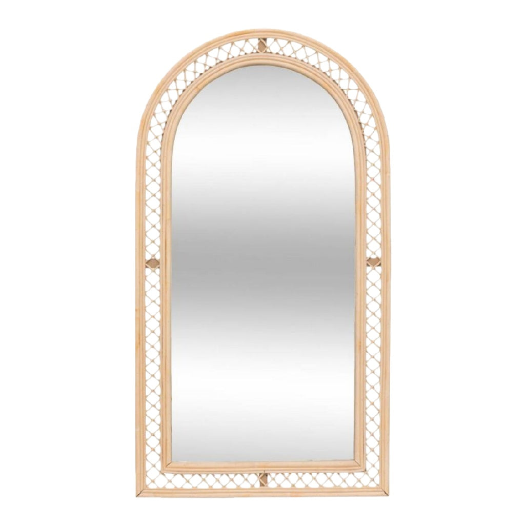 Espejo decorativo con marco de mimbre, diseño vertical, estilo natural